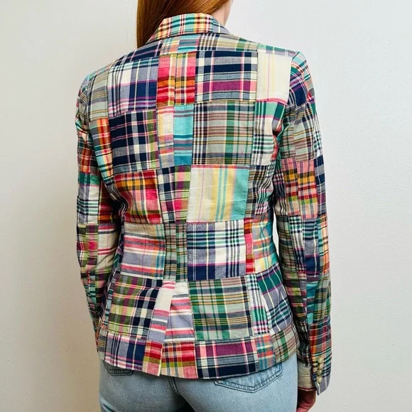Vintage Ralph Lauren Patchwork Madras Blazer Jacket Plaid Preppy - Picture 6 of 13
